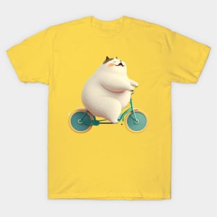 the cat is riding a bicycle T-Shirt